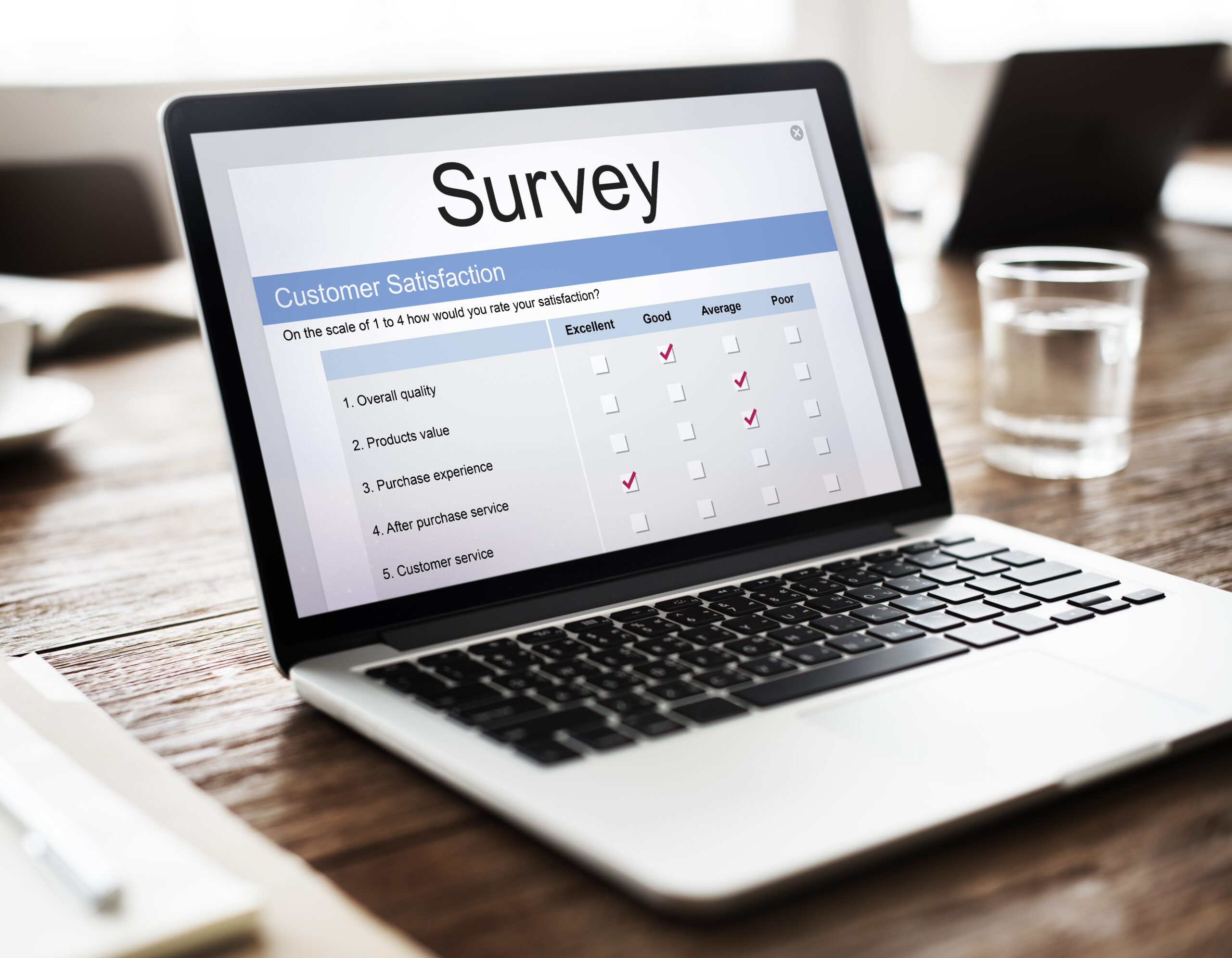 Laptop showing survey on screen